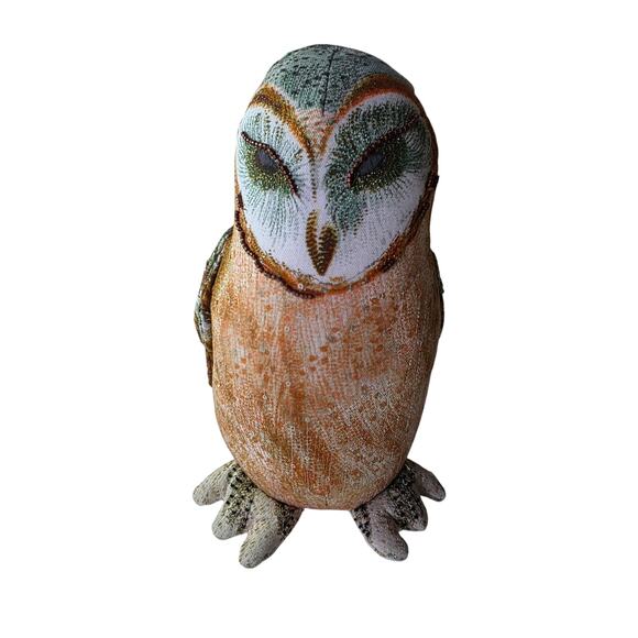 NEW John Derian Woodland Owl Sparkling Beaded Target 13"x 8" Plush Pillow NWT - Picture 1 of 10